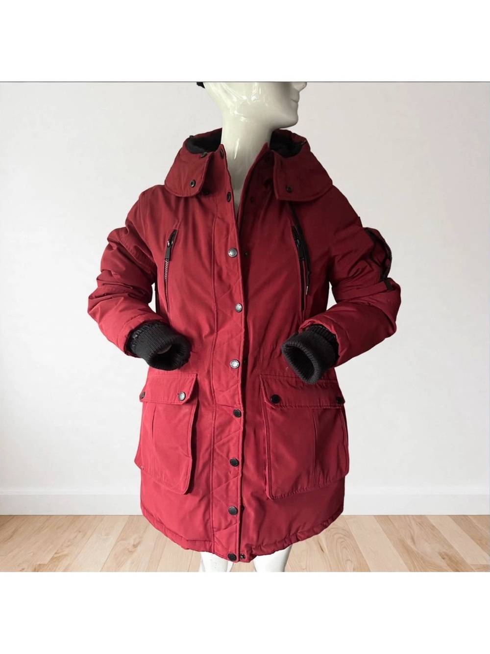 BcBg Solid Red Jacket Womens Sz. M